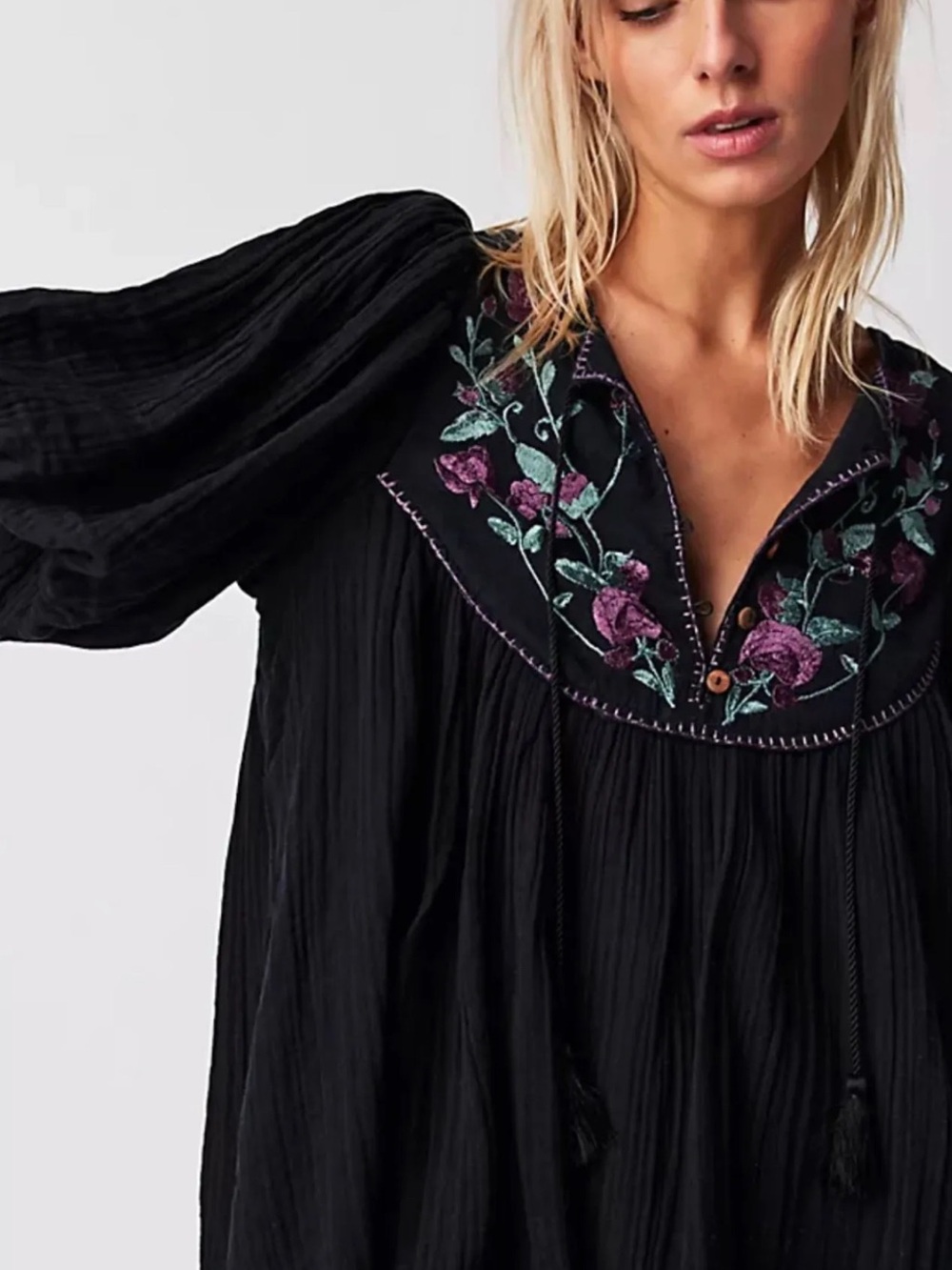 (XS) NWOT FREE PEOPLE ROSA LINDA EMBROIDERED DRESS